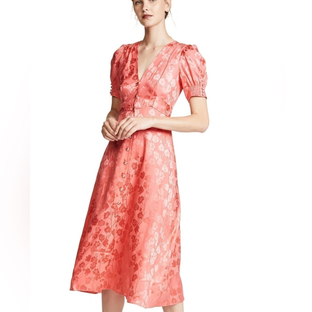 SALONI Lea Bright Coral Silk Dress Size 4